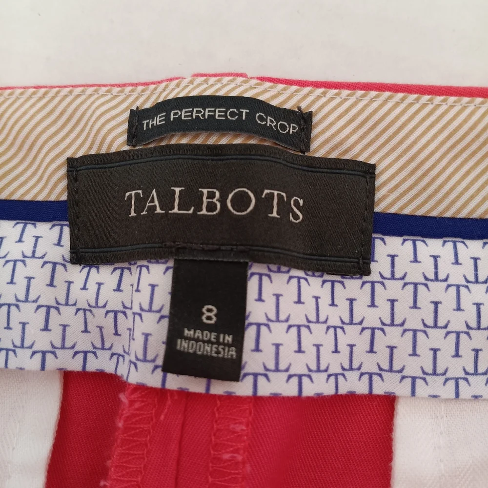 Talbots The Perfect Crop Pants Women's Size 8 Bright Pink Style ID245 Stretch - Picture 2 of 9
